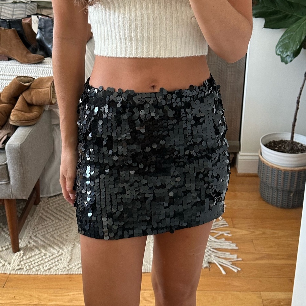 Vintage Delia’s delia*s knit micro mini skirt black sequins sequined XS